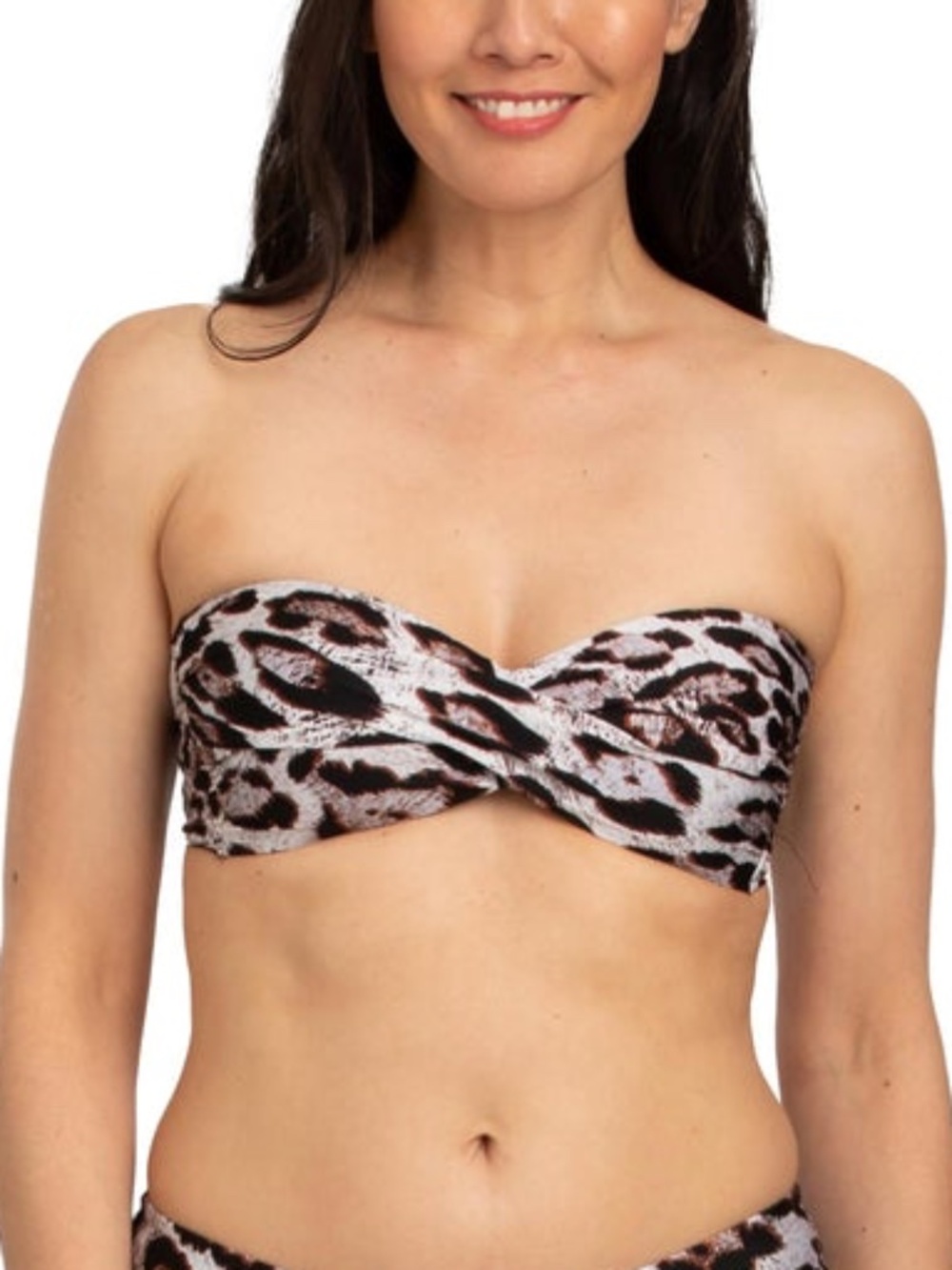 NEW Tara Grinna Twist Front Wirefree Bandeau Tie Back Bikini Swim top 136 Cantu